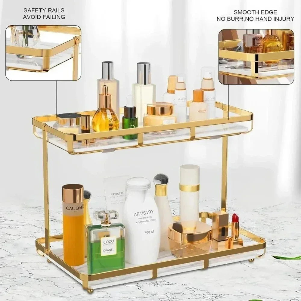 2 Tier Bathroom Countertop Organizer, Premium for Makeup Organization Storage